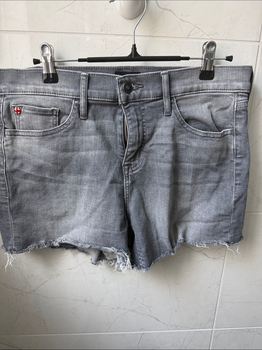 Hudson Jeans Light Gray Frayed Hem Denim Shorts